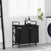 vidaXL Laundry Basket 2 Compartments with Shelf Black Oak