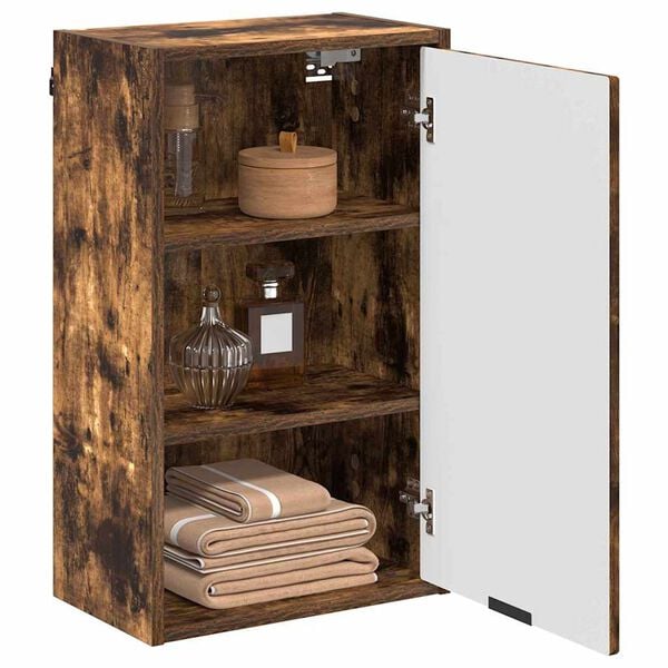 vidaXL Bathroom Cabinet with Door Smoked Oak 15.35 x 9.25 x 25.59 in