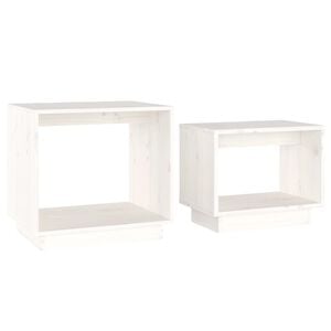 vidaXL Coffee Table White Solid pinewood Medium Stackable Coffee Table