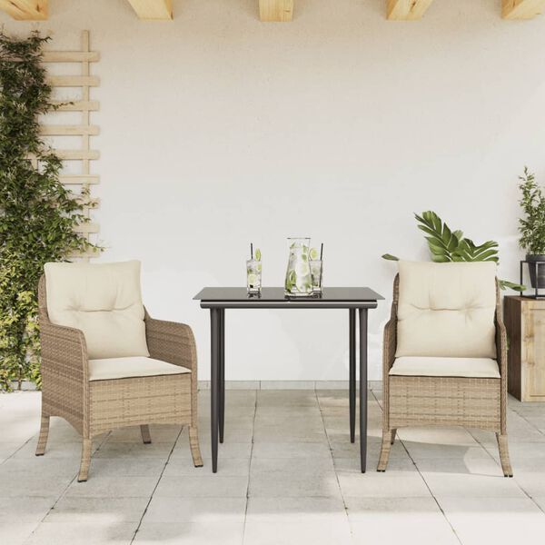 vidaXL Garden Dining Set Beige PE rattan 5 Piece Removable Covers