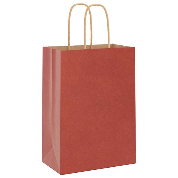 vidaXL Paper Bags 250 pcs with Handles Red 5.9x3.1x8.3"