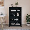 vidaXL Book Cabinet Black Solid Pine Wood Medium Book Cabinet
