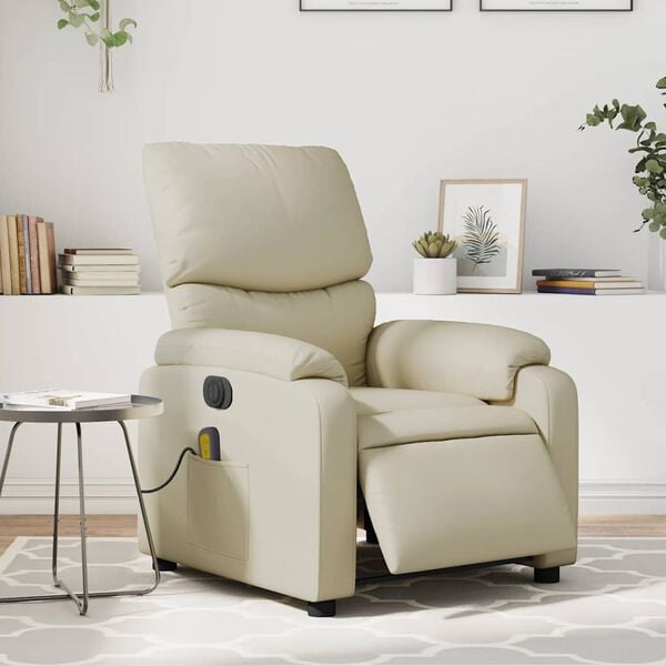 vidaXL Electric Massage Recliner Chair Cream