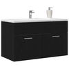 vidaXL Sink Cabinet Black Oak 15.16 x 39.37 x 18.11 in Engineered Wood