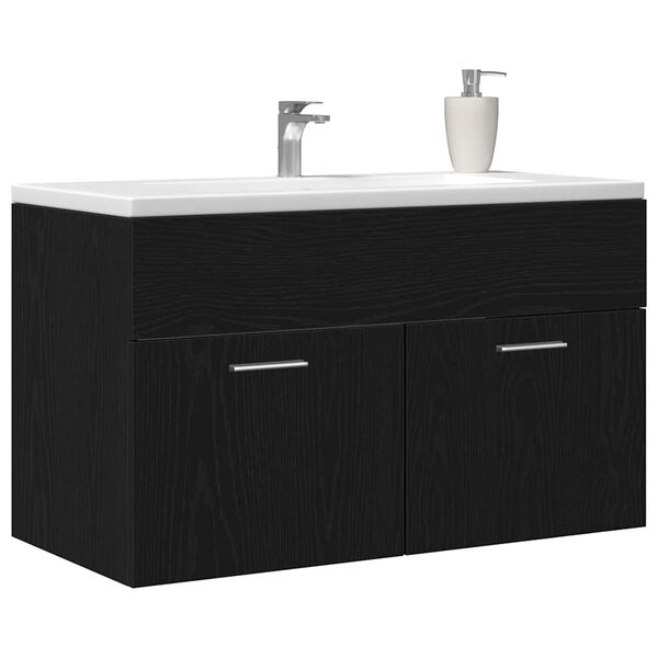 vidaXL Sink Cabinet Black Oak 15.16 x 39.37 x 18.11 in Engineered Wood