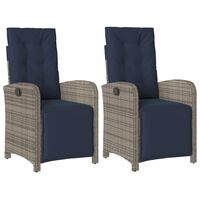 vidaXL Reclining Patio Chairs 2 pcs with Footrest Gray Poly Rattan