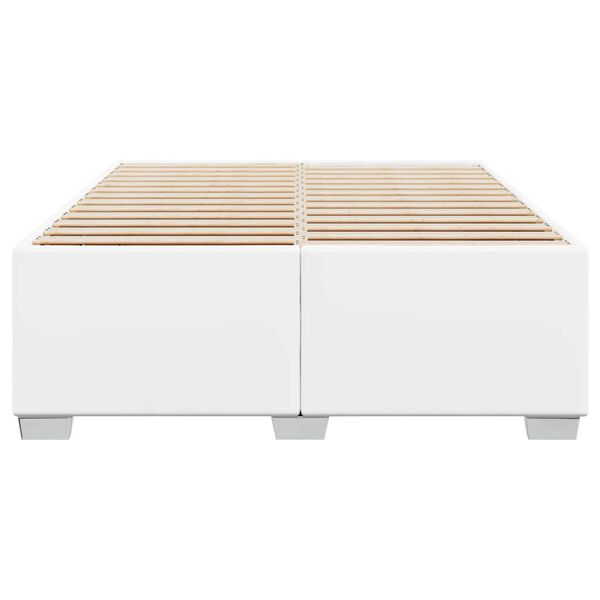 vidaXL Bed Frame White Faux leather, plywood, solid pine wood Full