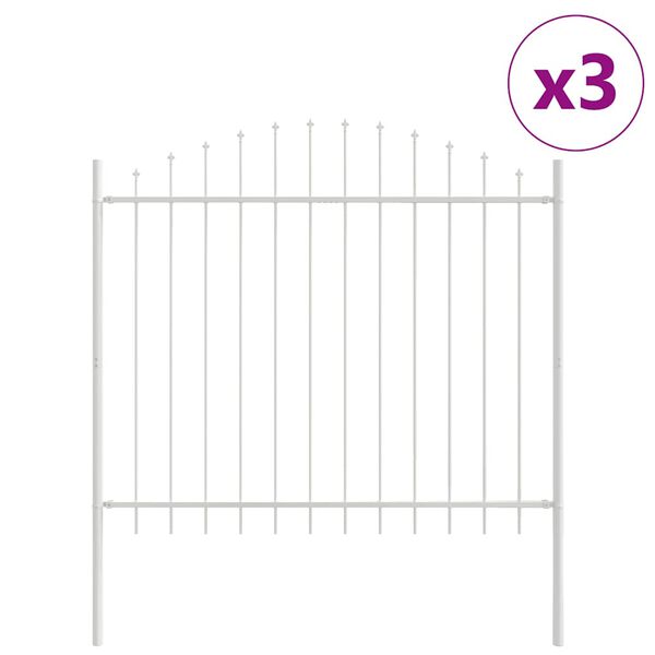 vidaXL Garden Fence 3 pcs White 66.93 x 74.80 in Powder-Coated Steel