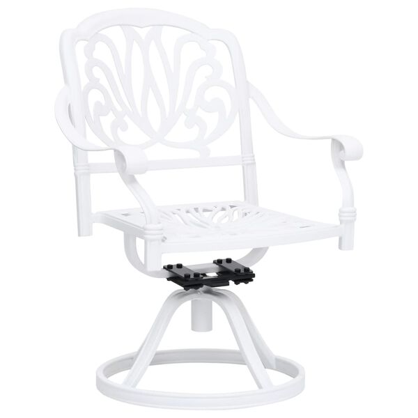 vidaXL Bistro Set White Cast Aluminum Medium Swivel Bistro Set Round