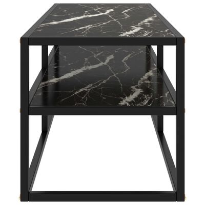 vidaXL TV Stand Black with Black Marble Glass 47.2"x15.7"x15.7"