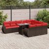 vidaXL 11 Piece Patio Sofa Set with Cushions Brown Poly Rattan Acacia