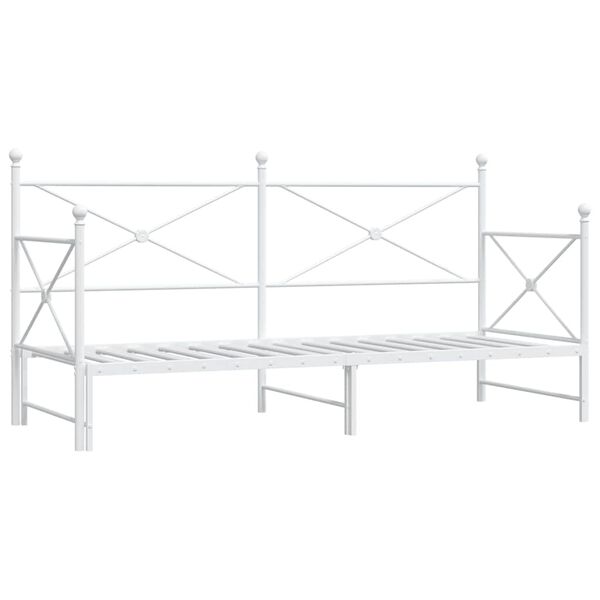 vidaXL Daybed With Trundle White Steel 35.4x74.8 in for mattress size