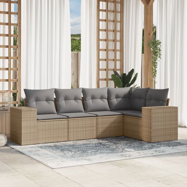 vidaXL Garden Sofa Set Beige, Light Gray