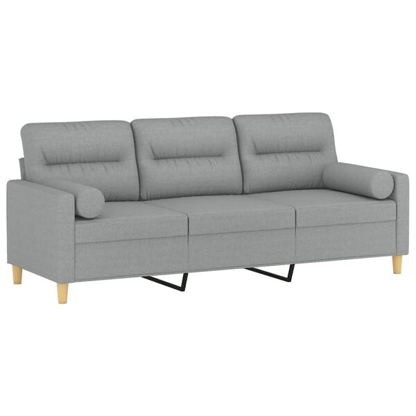 vidaXL 3-Seater Sofa Light Gray Fabric (100% polyester), Metal, Textilene