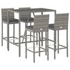vidaXL 5 Piece Patio Bar Set with Cushions Gray Poly Rattan