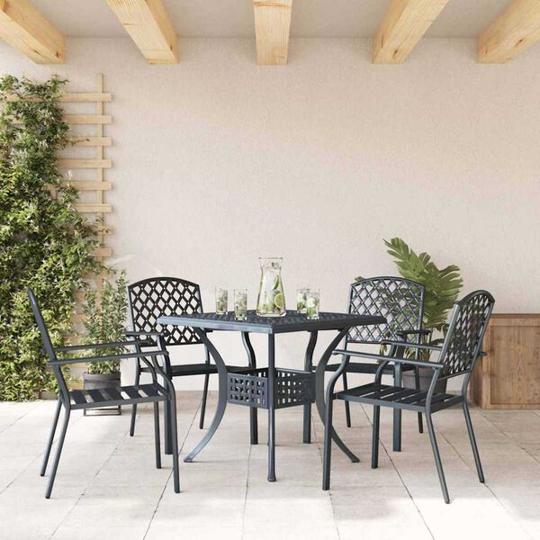 vidaXL Garden Chair 4 pcs Anthracite 22.05 x 25.59 x 35.04 in Steel