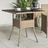 vidaXL Garden Table Beige Poly Rattan, Powder-Coated Steel, Tempered Glass