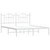 vidaXL Bed Frame White Powder-Coated Steel Double Bed Bed Frame