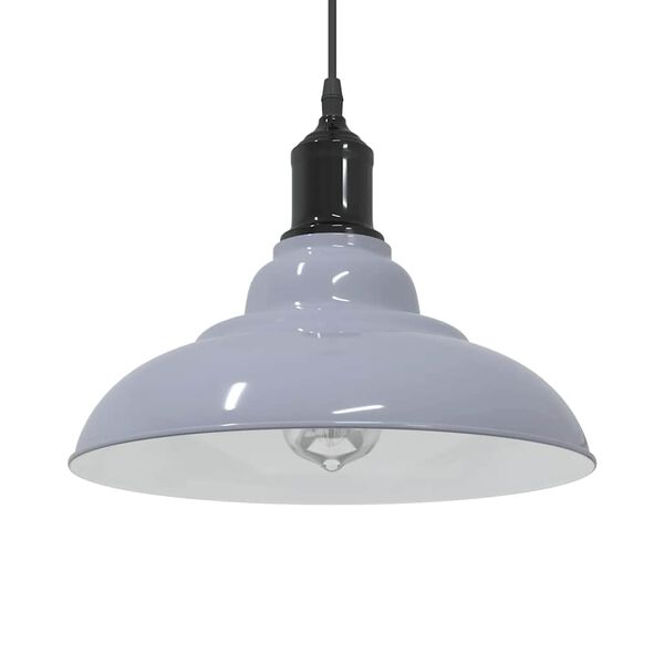 vidaXL Pendant Lamp Gloss grey, White Metal 12.2 in Ø Height-Adjustable
