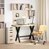 vidaXL Desk Natural, Black Solid pine wood Medium Durable Desk