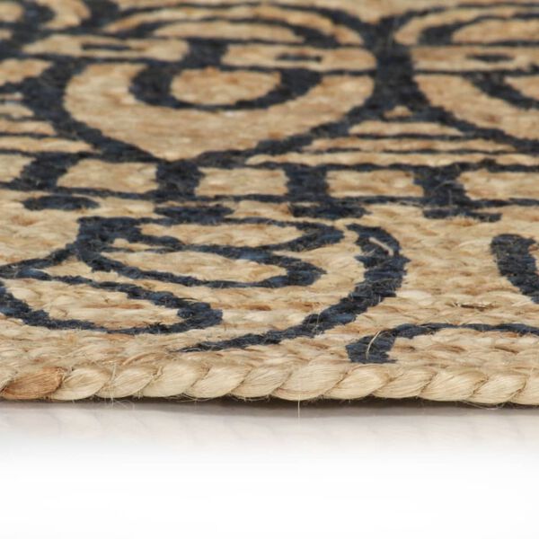 vidaXL Area Rug Natural and dark blue Braided jute 47.2 in