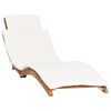 vidaXL Sun Lounger Set of 2 Teak wood and cream white cushion