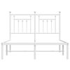 vidaXL Bed Frame White Powder-Coated Steel Full Bed Frame Rectangular