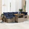 vidaXL 7 Piece Patio Sofa Set with Cushions Black Poly Rattan Acacia