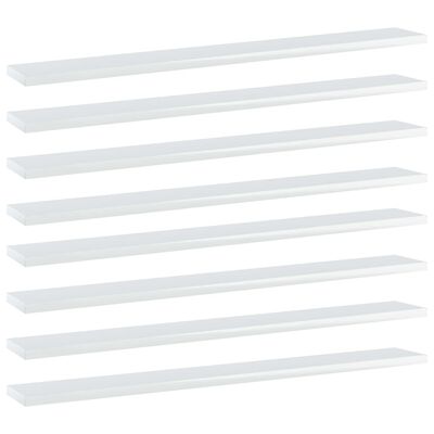 vidaXL Bookshelf Boards 8 pcs High Gloss White 31.5"x3.9"x0.6" Engineered Wood