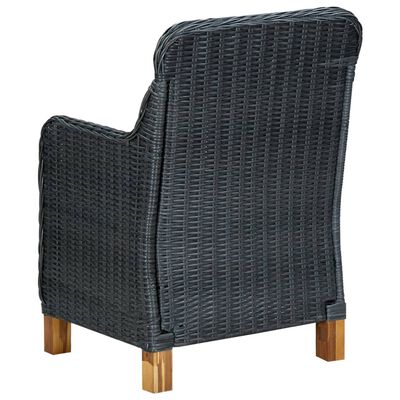 vidaXL Patio Chairs with Cushions 2 pcs Poly Rattan Dark Gray