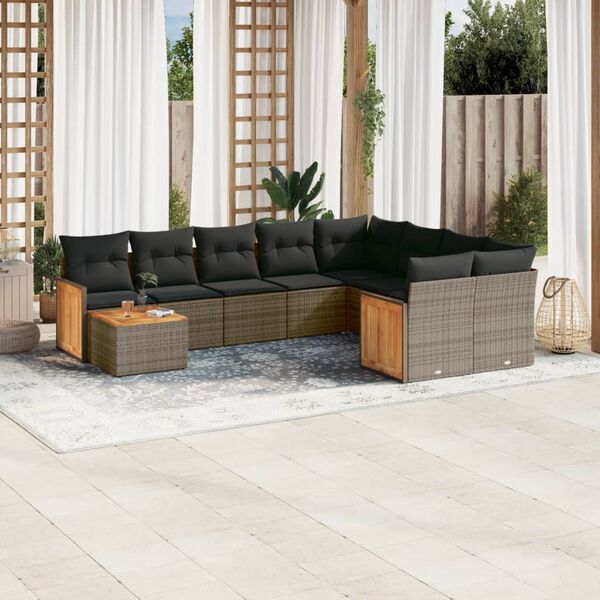 vidaXL Garden Sofa Set Grey PE rattan Medium Modular Garden Sofa Set