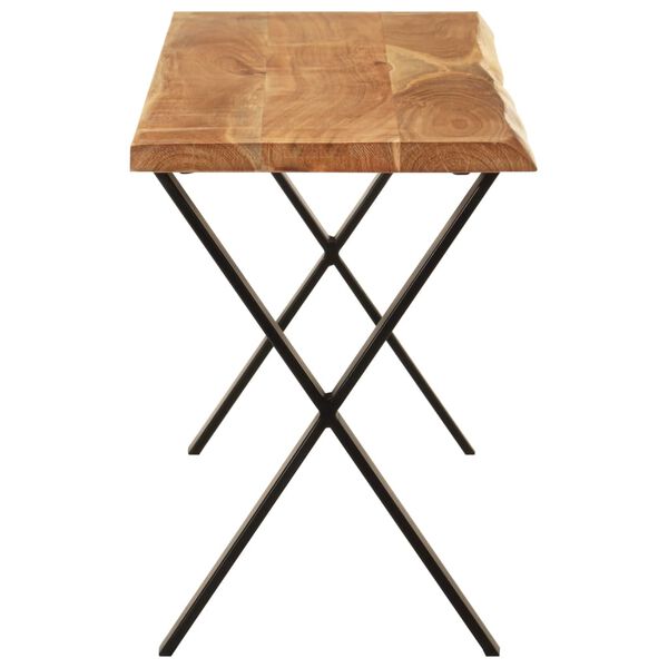 vidaXL Bench Natural wood, Black Solid acacia wood, Powder-coated steel