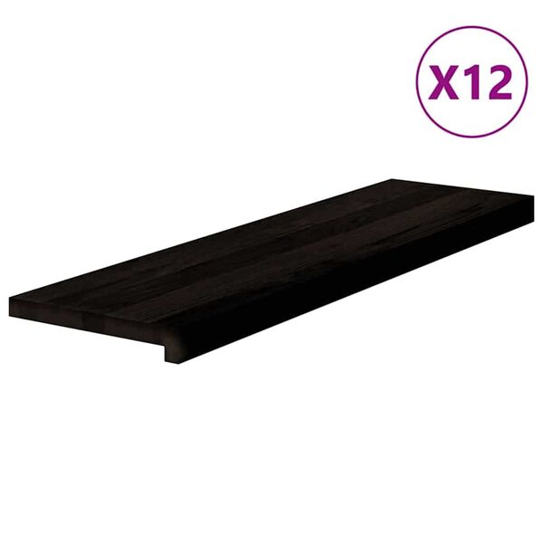 vidaXL Stair Tread Set of 12 Dark Brown Solid Oak Wood 35.4x9.8 in