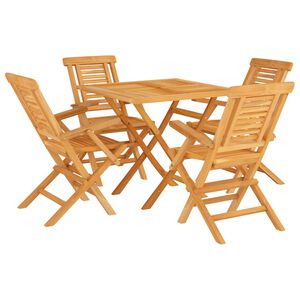 vidaXL Garden Dining Set Natural Teak Solid Teak Wood Medium Foldable