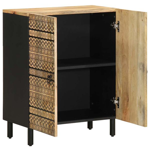 vidaXL Sideboard Black Solid rough mango wood, iron Medium Sideboard