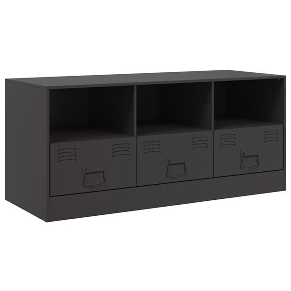 vidaXL TV Cabinet Black Cold-rolled Steel Medium TV Stand Rectangular