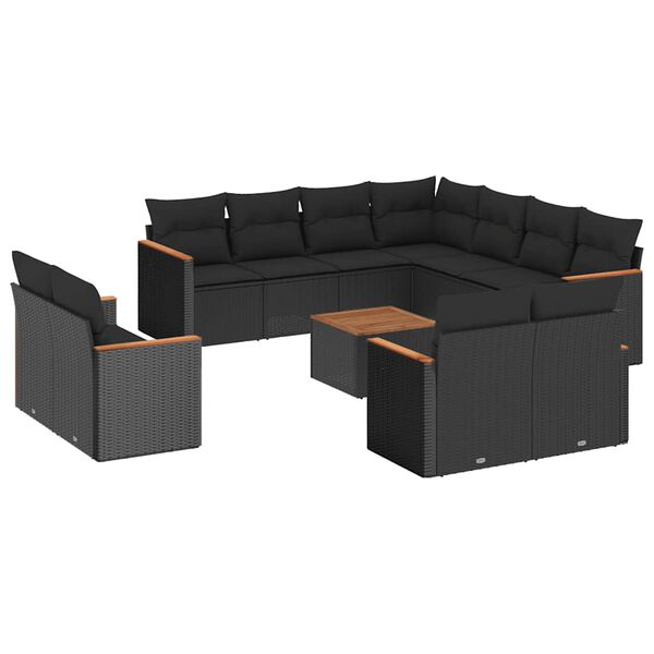 vidaXL Garden Sofa Set Black