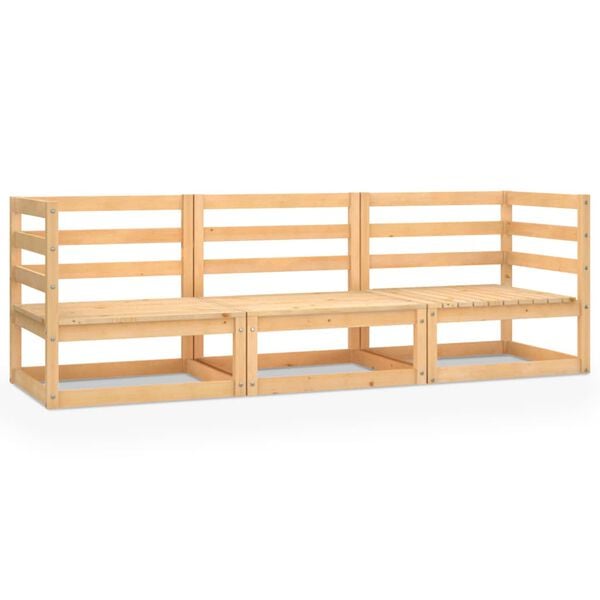 vidaXL Garden Sofa Brown Solid pinewood (untreated) 3-seater Modular