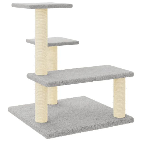 vidaXL Cat Tree Light Grey Engineered wood, plush, sisal Medium Durable