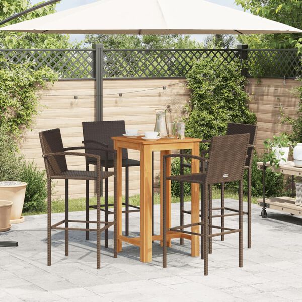 vidaXL Garden Bar Set Brown Solid acacia wood Compact Footrest