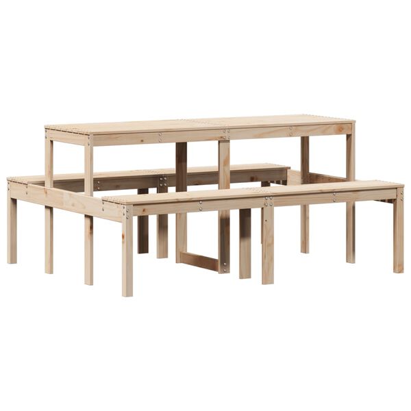 vidaXL Picnic Table Natural Wood Solid Pine Wood Durable Picnic Table