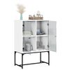vidaXL Side Cabinet White Engineered wood, glass, steel 27.2x14.6x39.4 in