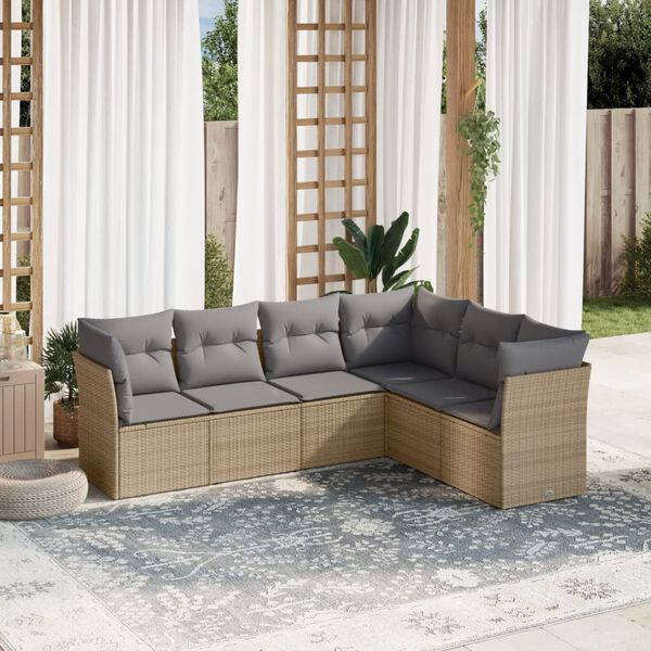 vidaXL Garden Sofa Set Beige PE rattan Large Modular Garden Sofa Set