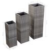 vidaXL Garden Raised Beds 3 pcs Poly Rattan Gray