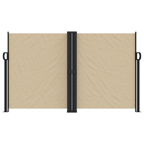 vidaXL Retractable Side Awning Beige 100% polyester with PU coating