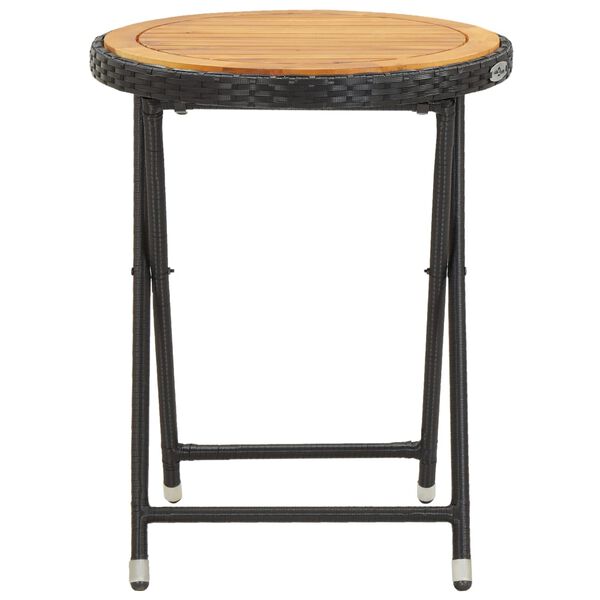 vidaXL Tea Table Black Solid Acacia wood 23.6 in Diameter Foldable