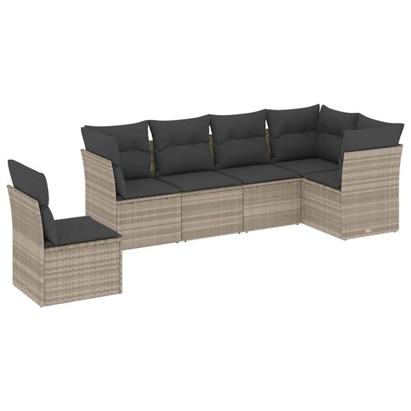 vidaXL Garden Sofa Set Light Grey PE Rattan L-Shaped Modular