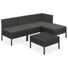 vidaXL Garden Lounge Set Black PE rattan Medium Modular