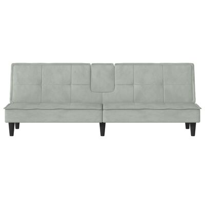 vidaXL Sofa Bed with Cup Holders Light Gray Velvet