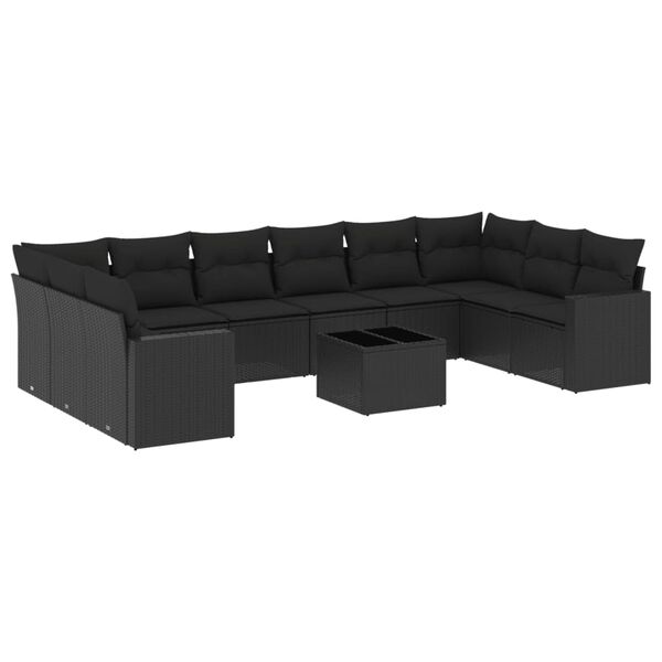 vidaXL 11 Piece Garden Sofa Set Black